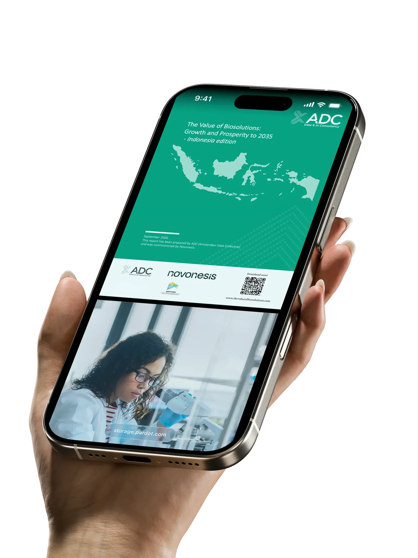 The Value of Biosolutions: Growth and Prosperity to 2035 - Indonesia edition on mobile phone
